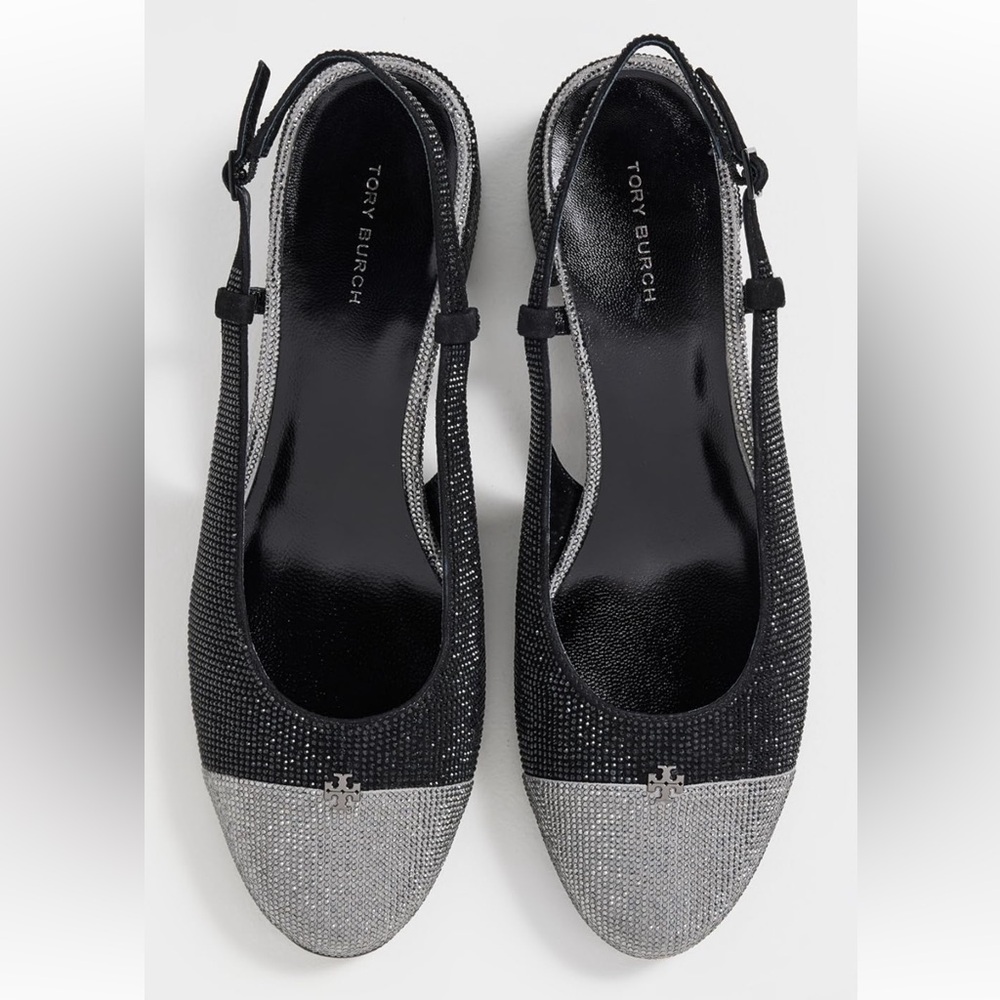 Tory Burch Cap Toe Pave Slingback Heels 45mm
